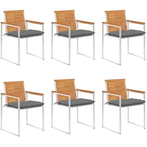 vidaXL - Tuinstoelen - 6 - st - met - kussens - massief - acaciahout pas cher