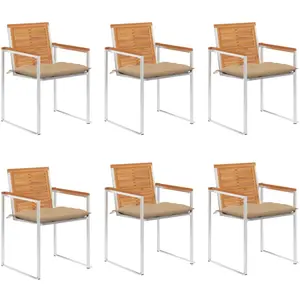vidaXL - Tuinstoelen - 6 - st - met - kussens - massief - acaciahout pas cher
