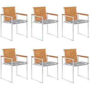 vidaXL Chaises de jardin lot de 6 avec coussins Bois d'acacia solide pas cher