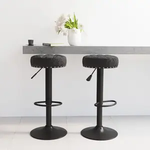 vidaXL Vidaxl Tabourets De Bar Lot De 2 Noir Velours pas cher
