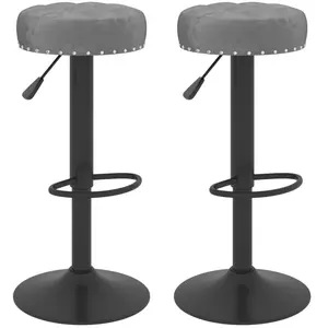 vidaXL Tabourets de bar lot de 2 gris foncé velours pas cher