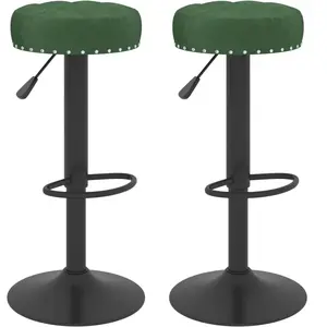 Comparateur de prix : vidaXL Vidaxl Tabourets De Bar Lot De 2 Vert Foncé Velours