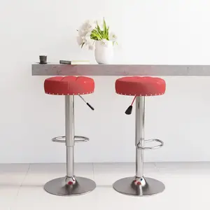 vidaXL Tabourets de bar lot de 2 rouge bordeaux tissu pas cher