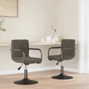 vidaXL Chaises pivotantes à manger lot de 2 gris foncé velours pas cher