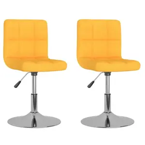 vidaXL Chaises pivotantes de salle à manger 2 pcs Jaune Tissu pas cher