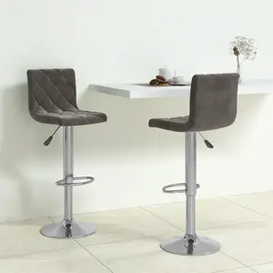 vidaXL Tabourets de bar lot de 2 gris foncé velours pas cher