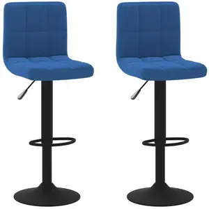 vidaXL Tabourets de bar, 2 pcs Bleu Velours pas cher