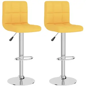 vidaXL Tabourets de bar lot de 2 jaune moutarde tissu pas cher