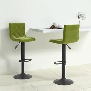 vidaXL Vidaxl Tabourets De Bar 2 Pcs Vert Clair Velours pas cher