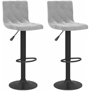Tabourets de bar 2 pcs Gris clair Velours Vidaxl Gris clair pas cher