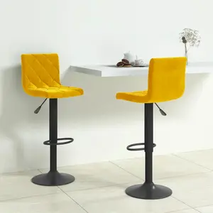 vidaXL Tabourets de bar 2 pcs Jaune moutarde Velours pas cher