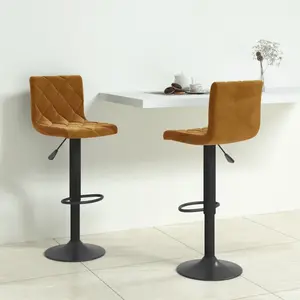 vidaXL Vidaxl Tabourets De Bar Lot De 2 Marron Velours pas cher