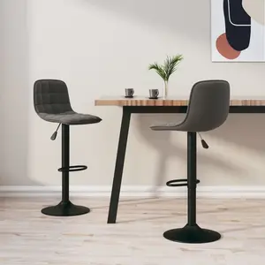 vidaXL Tabourets de bar lot de 2 gris foncé velours pas cher