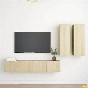 vidaXL Ensemble de meubles TV 4 pcs, Chêne sonoma Aggloméré pas cher