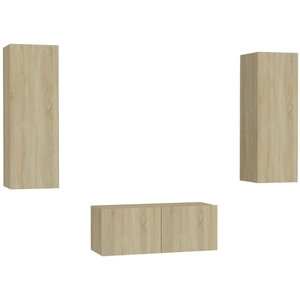 vidaXL Ensemble de meubles TV 3 pcs Chêne sonoma Aggloméré pas cher