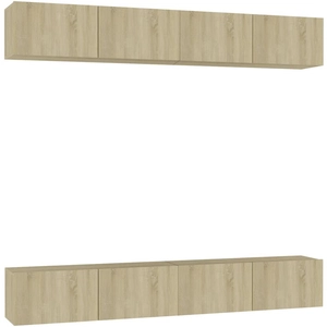 vidaXL Meubles TV 4 pcs Chêne sonoma 100x30x30 cm Aggloméré pas cher