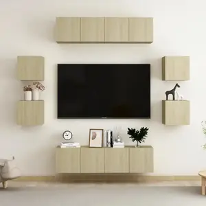 vidaXL Ensemble de meubles TV 8 pcs Chêne sonoma Bois d'ingénierie pas cher