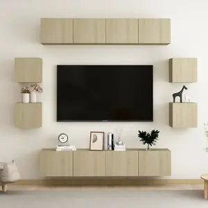 vidaXL Ensemble de meubles TV 8 pcs Chêne sonoma Bois d'ingénierie pas cher