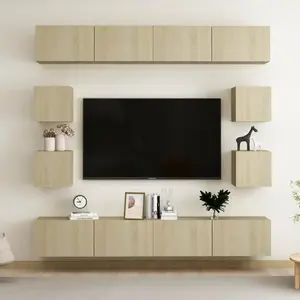 vidaXL Ensemble de meubles TV 8 pcs Chêne sonoma Bois d'ingénierie pas cher