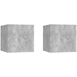 vidaXL Tables de chevet 2 pcs Gris béton 30,5x30x30 cm Aggloméré pas cher