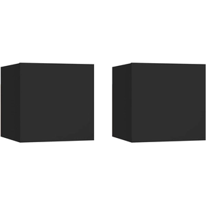 vidaXL Tables de chevet 2 pcs Noir 30,5x30x30 cm Aggloméré pas cher