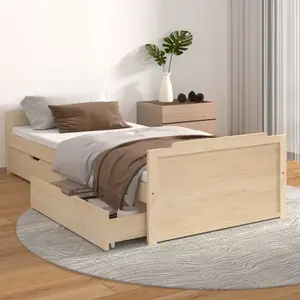 Comparateur de prix : vidaXL Cadre de lit avec tiroirs Bois de pin massif 90x200 cm