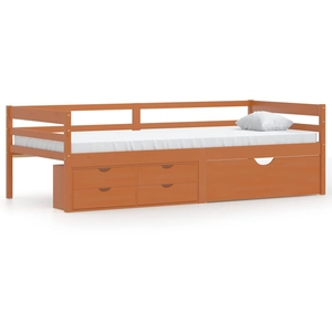 vidaXL Cadre de lit avec tiroirs et armoire Marron miel Pin 90x200 cm pas cher