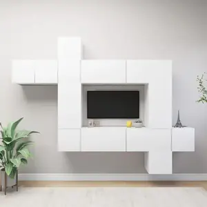 Comparateur de prix : vidaXL Ensemble de meubles TV 10 pcs Blanc Bois d'ingénierie 3078737