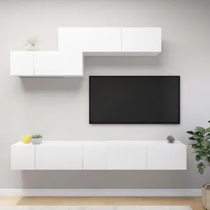 vidaXL Vidaxl Ensemble De Meuble Tv 6 Pcs Blanc Bois D'ingénierie pas cher