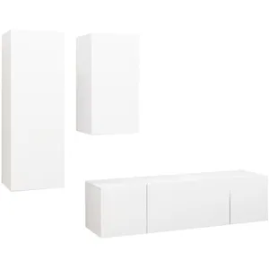 vidaXL Ensemble de meuble TV 4 pcs Blanc Aggloméré pas cher