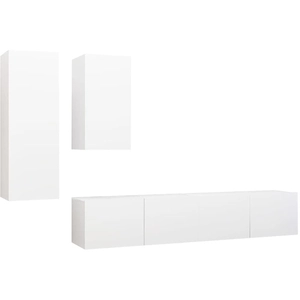 vidaXL Vidaxl Ensemble De Meubles Tv 4 Pcs Blanc Bois D'ingénierie pas cher