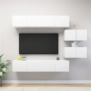 vidaXL Ensemble de meuble TV 6 pcs Blanc Aggloméré pas cher
