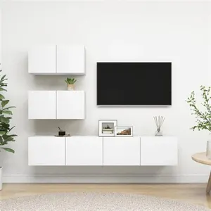 vidaXL Ensemble de meuble TV 4 pcs Blanc Aggloméré