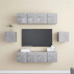 vidaXL Ensemble de meubles TV 6 pcs Gris béton Bois d'ingénierie3079102 pas cher