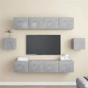 vidaXL Ensemble de meuble TV 6 pcs Gris béton Aggloméré pas cher