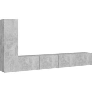 vidaXL Ensemble de meuble TV 3 pcs Gris béton Aggloméré pas cher