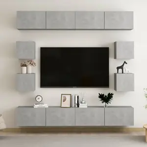 vidaXL Ensemble de meubles TV 8 pcs Gris béton Bois d'ingénierie pas cher