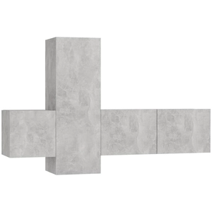 vidaXL Vidaxl Ensemble De Meubles Tv 3 Pcs Gris Béton Bois D'ingénierie pas cher