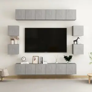 vidaXL Ensemble de meubles TV 10 pcs Gris béton Bois d'ingénierie pas cher