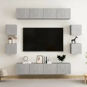 vidaXL Ensemble de meubles TV 8 pcs Gris béton Bois d'ingénierie pas cher
