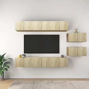 vidaXL Vidaxl Meubles Tv 8 Pcs Chêne Sonoma Bois D'ingénierie pas cher