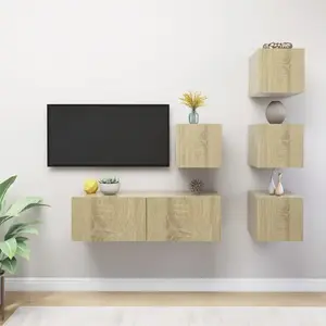 vidaXL Ensemble de meubles TV 5 pcs Chêne sonoma Bois d'ingénierie pas cher