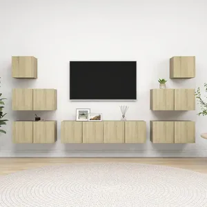 Comparateur de prix : Ensemble de meuble tv 8 pcs Chêne sonoma Aggloméré Vidaxl Sonoma oak