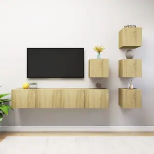 vidaXL Ensemble de meuble TV 6 pcs Chêne sonoma Bois d'ingénierie pas cher