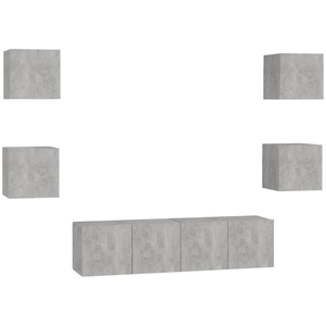 Ensemble de meubles tv 6 pcs Gris béton Aggloméré Vidaxl Concrete grey pas cher