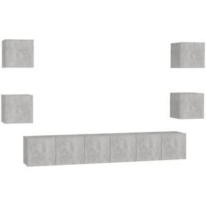 Ensemble de meubles tv 7 pcs Gris béton Aggloméré Vidaxl Concrete grey pas cher