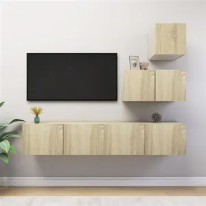 vidaXL Ensemble de meuble TV 4 pcs Chêne sonoma Aggloméré pas cher