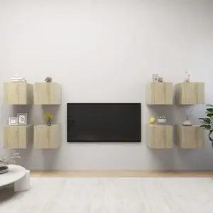 vidaXL Meubles TV muraux 8 pcs Chêne sonoma 30,5x30x30 cm pas cher