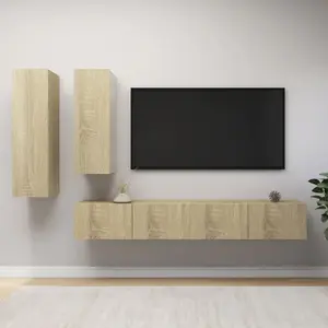 vidaXL Vidaxl Ensemble De Meubles Tv 4 Pcs Chêne Sonoma Bois D'ingénierie pas cher