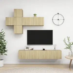 vidaXL Ensemble de meuble TV 7 pcs Chêne sonoma Bois d'ingénierie pas cher